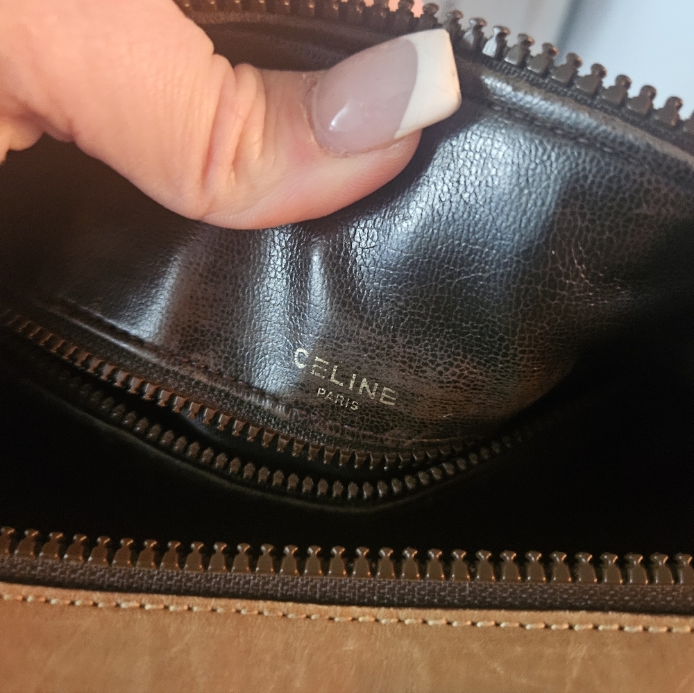 Celine Brown Monogram Canvas Top-Handle Satchel - Picture 14 of 16